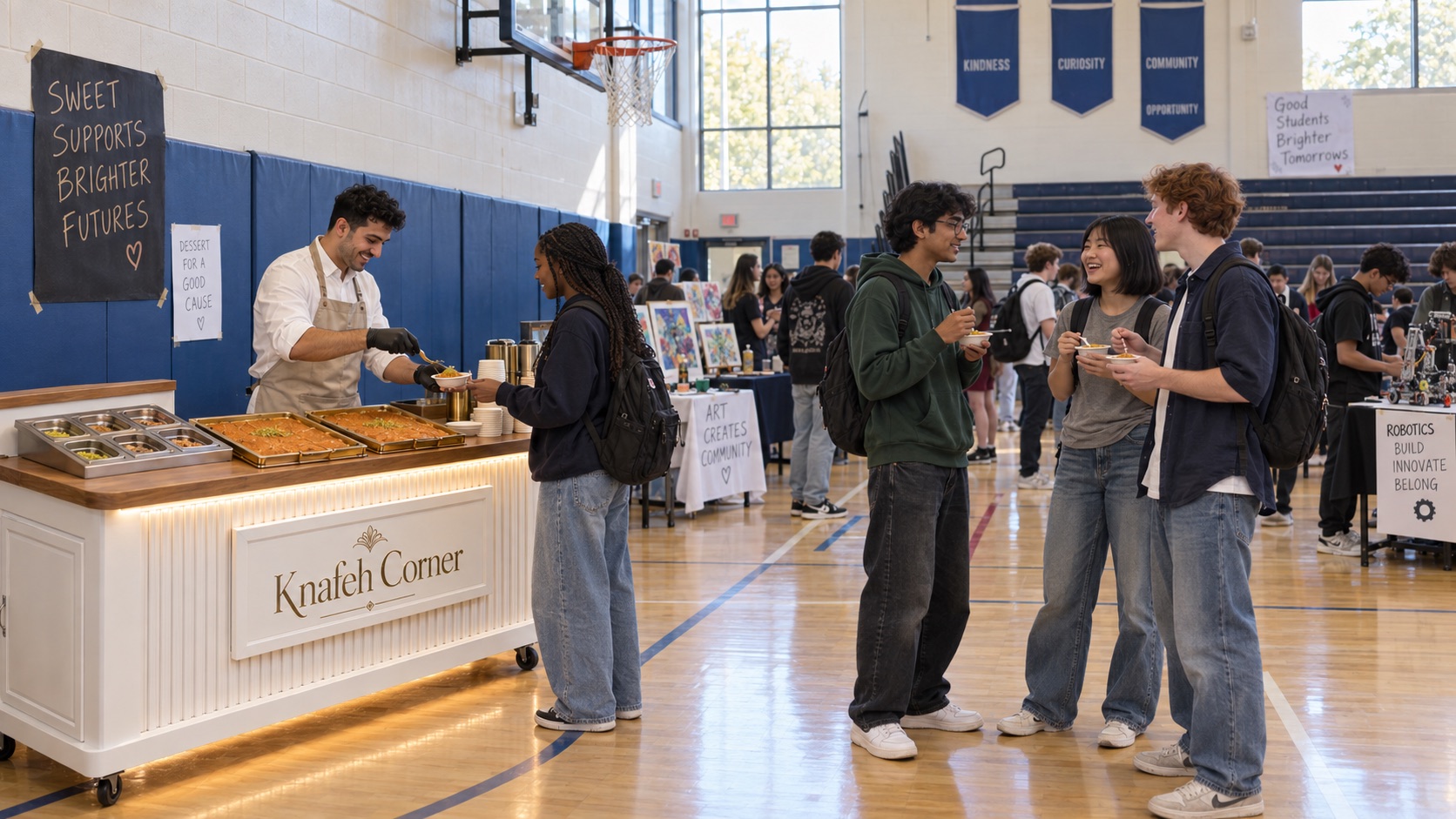 A school fundraiser bringing families together around dessert